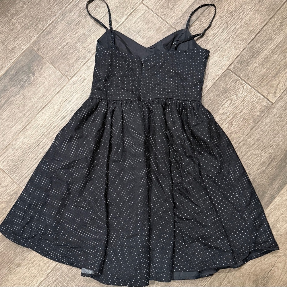 Lucca Couture Elegant Black Polka Dot Skater Mini Dress
